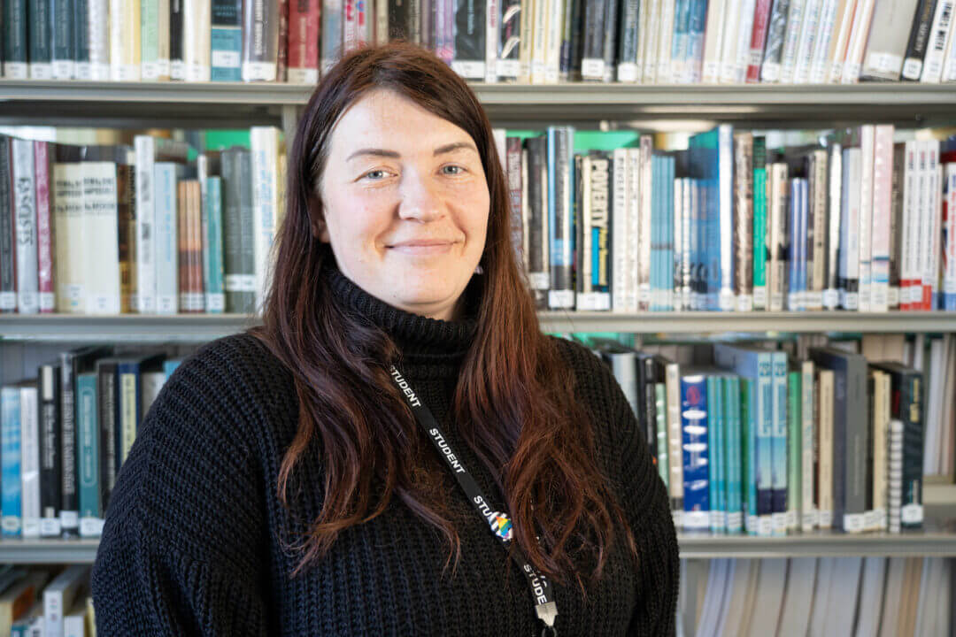 Jo in the library