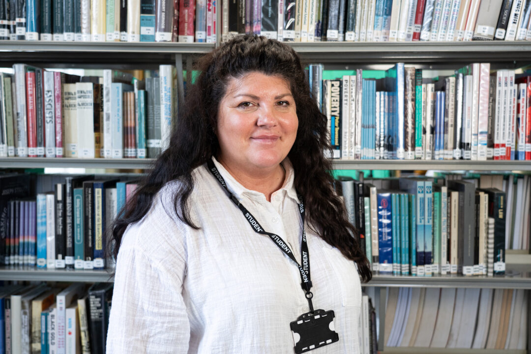 Samantha in the library